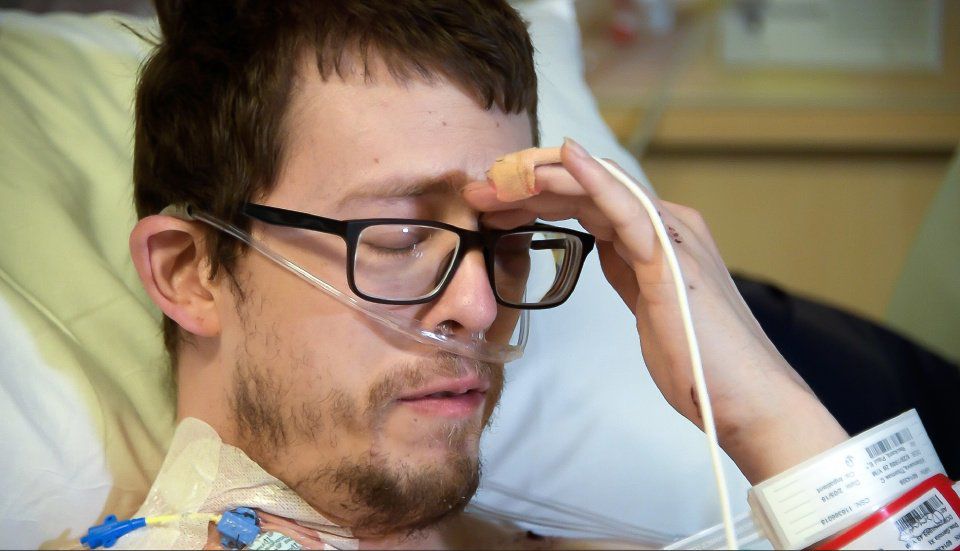Police shootout victim Thomas Villanueva fears he may be paralyzed from the waist down, but says he's "glad to be alive." He talked about his ordeal at UCHealth Memorial Hospital Center on Thursday, February 8, 2018. Photo by Hannah Tran, The Gazette